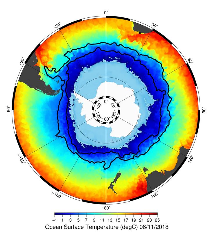 Ocean Temperature Antartic Aac Map