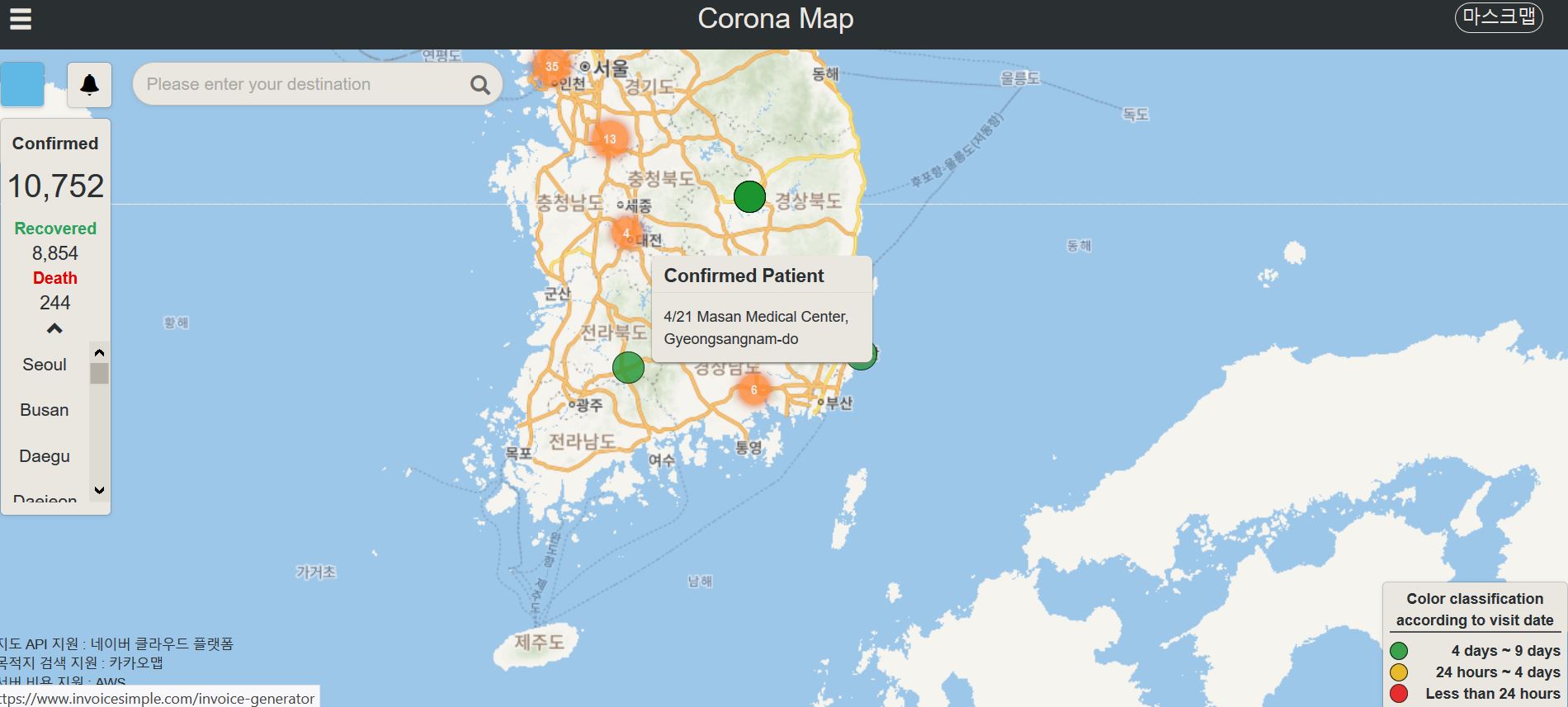 Corona Map Korea