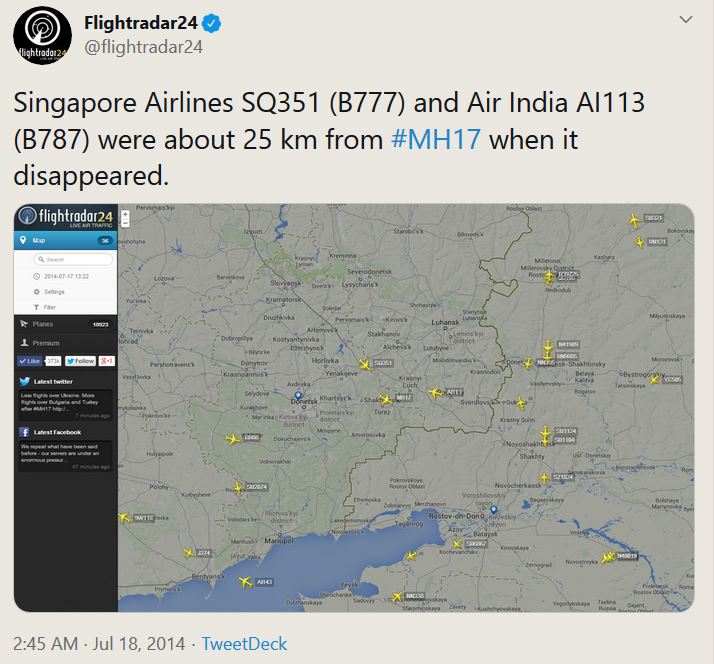 Flightradar Mh17 India Singapore