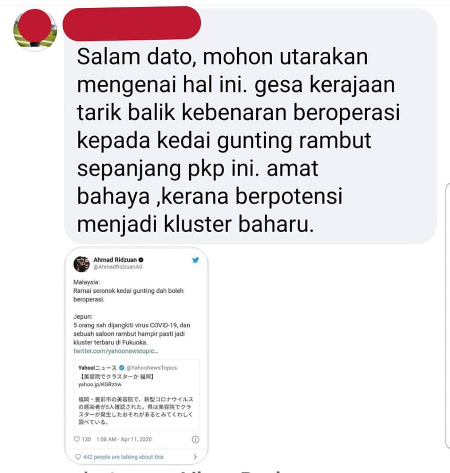 Kegusaran Gunting Rambut Komen Facebook