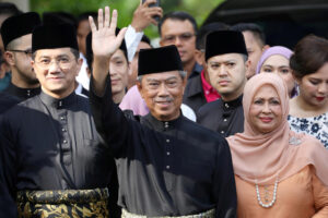 Malaysia's Prime Minister Designate And Former Interior Minister Muhyiddin Yassin Waves To Reporters Before His Inauguration As The 8th Prime Minister, Outside His Residence In Kuala Lumpur