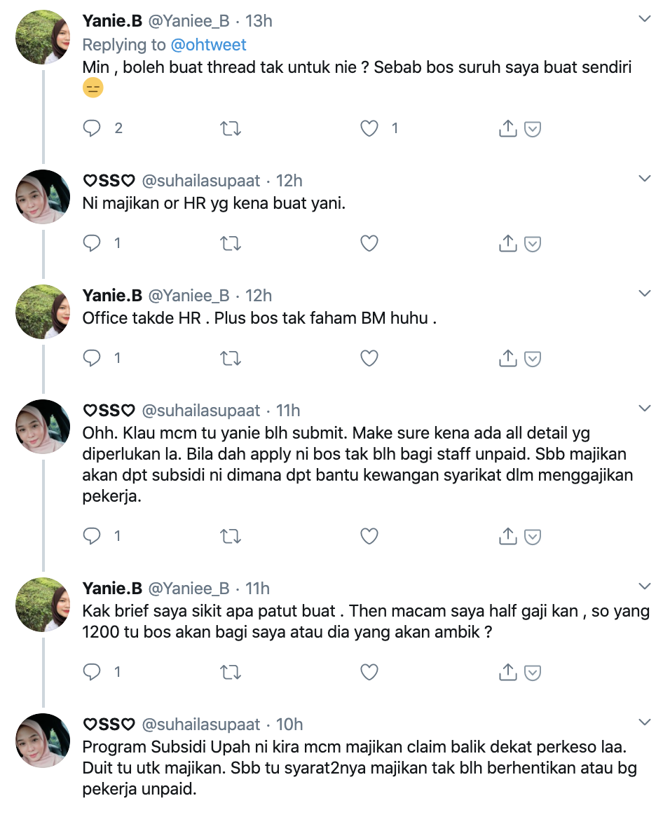 Tweet Penjana Majikan Subsidi Upah