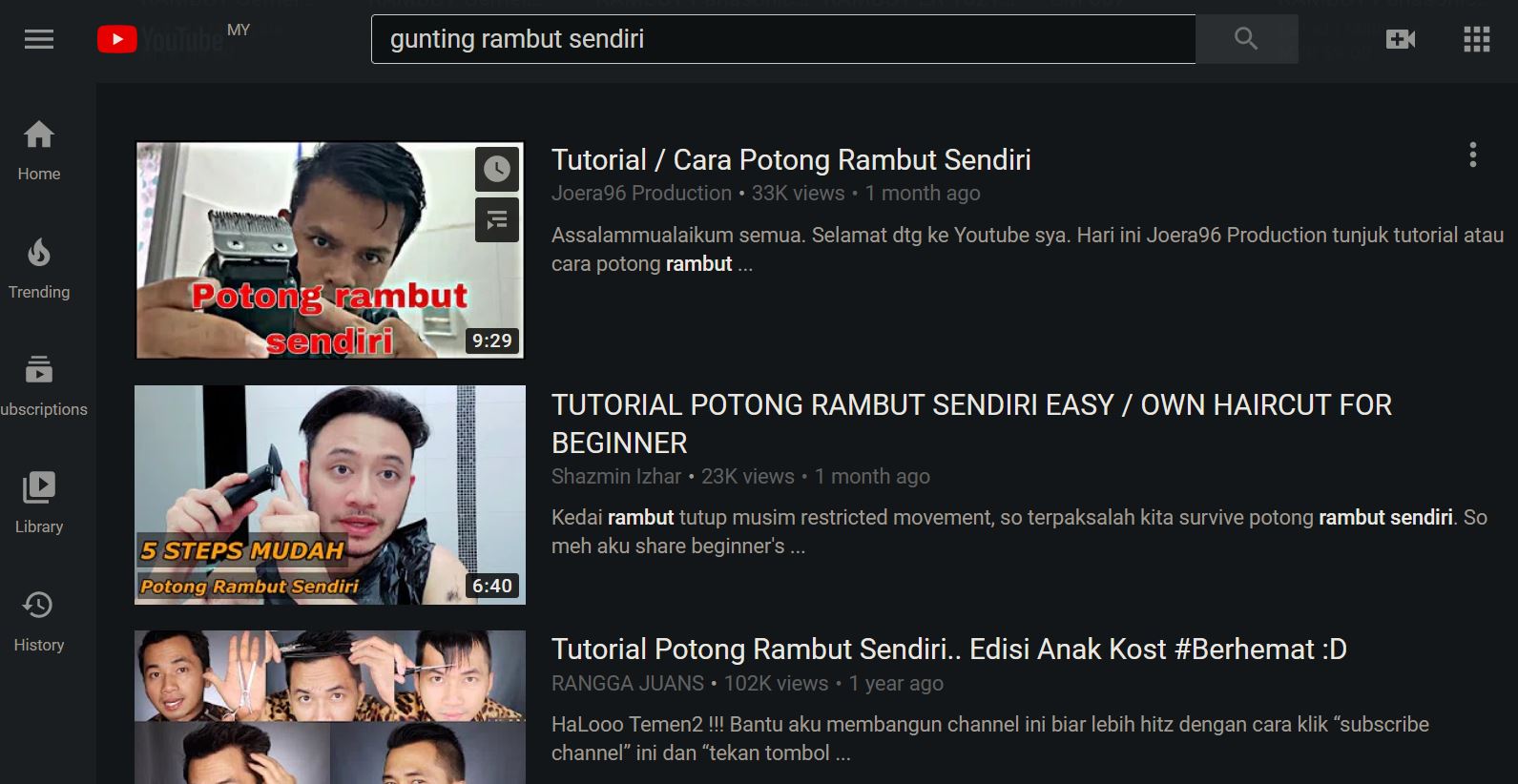 Youtube Tutorial Potong Rambut
