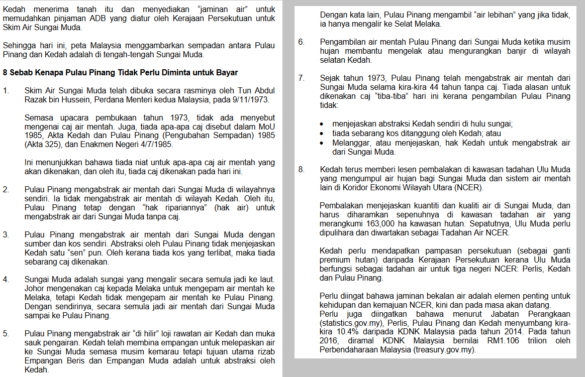 8 Sebab Pulau Pinang Tidak Bayar Air Kedah