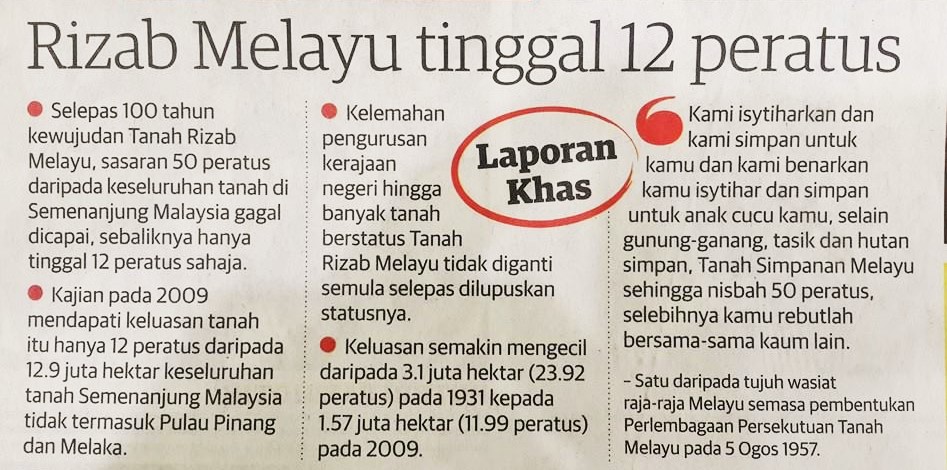 rizab melayu 12 peratus