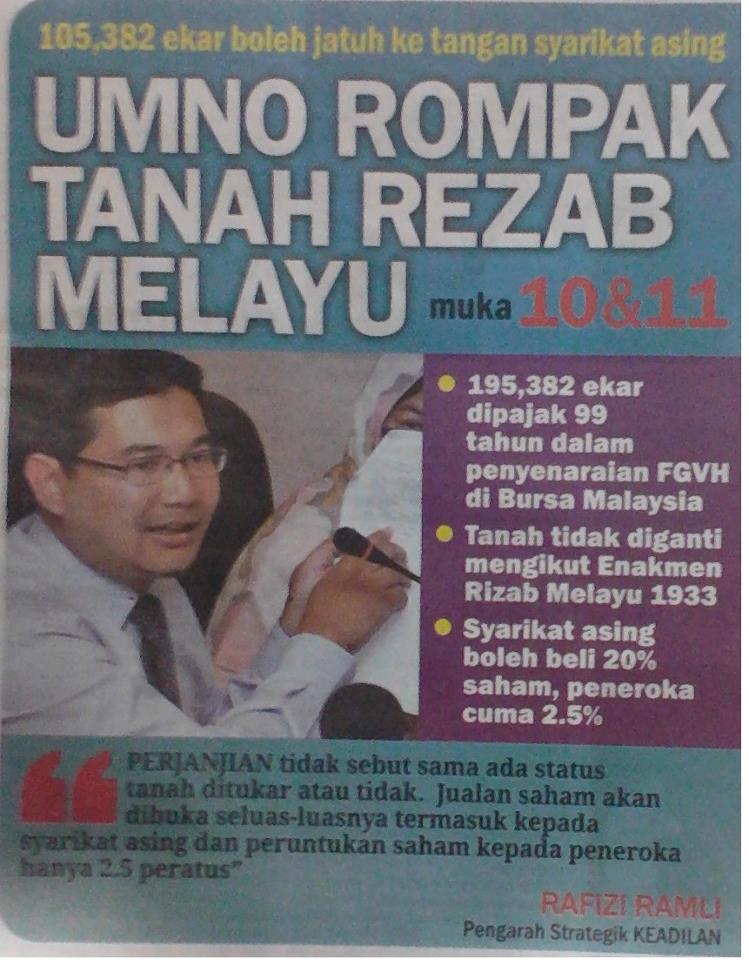 umno rompak tanah rezab melayu