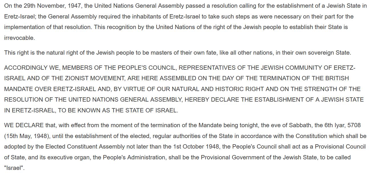 israel david ben gurion teks 1948