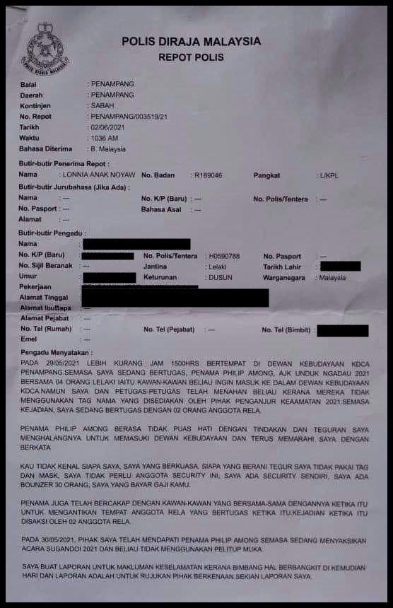 laporan polis kedua philip among