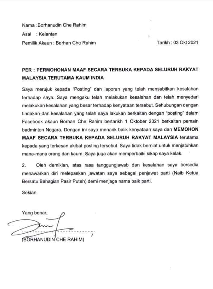 maaf terbuka borhan kisona