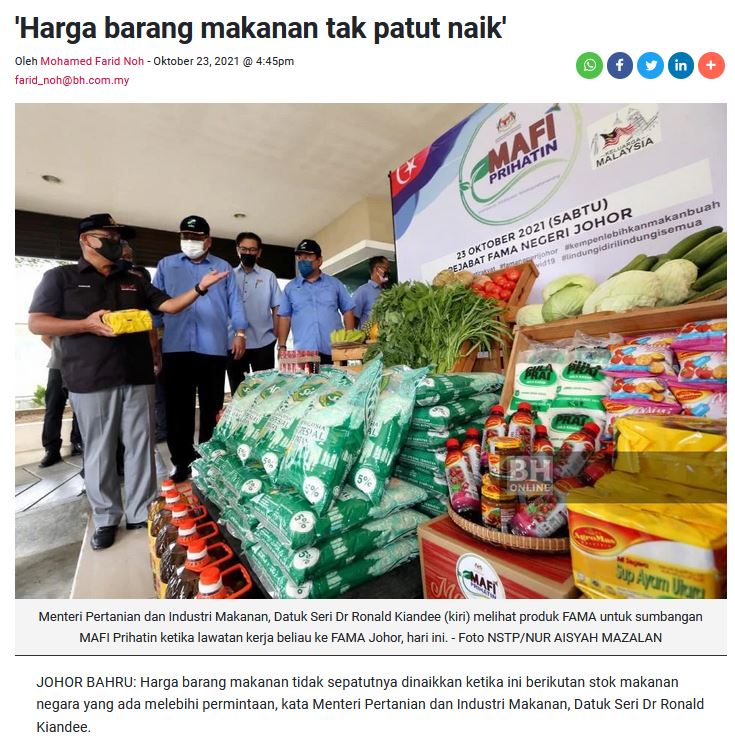kenaikan harga makanan bh