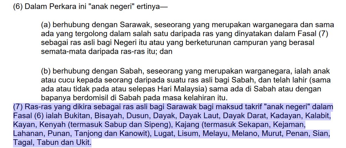 perlembagaan ras asli sarawak